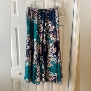 Cupio Floral Maxi Skirt - Navy and Teal